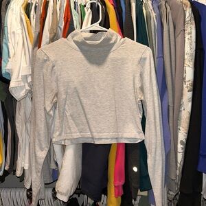 Women’s Crop Turtleneck Heather Gray Long Sleeve